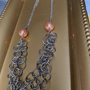 paparazzi Orange Pearl Multi-Ring Statement Necklace